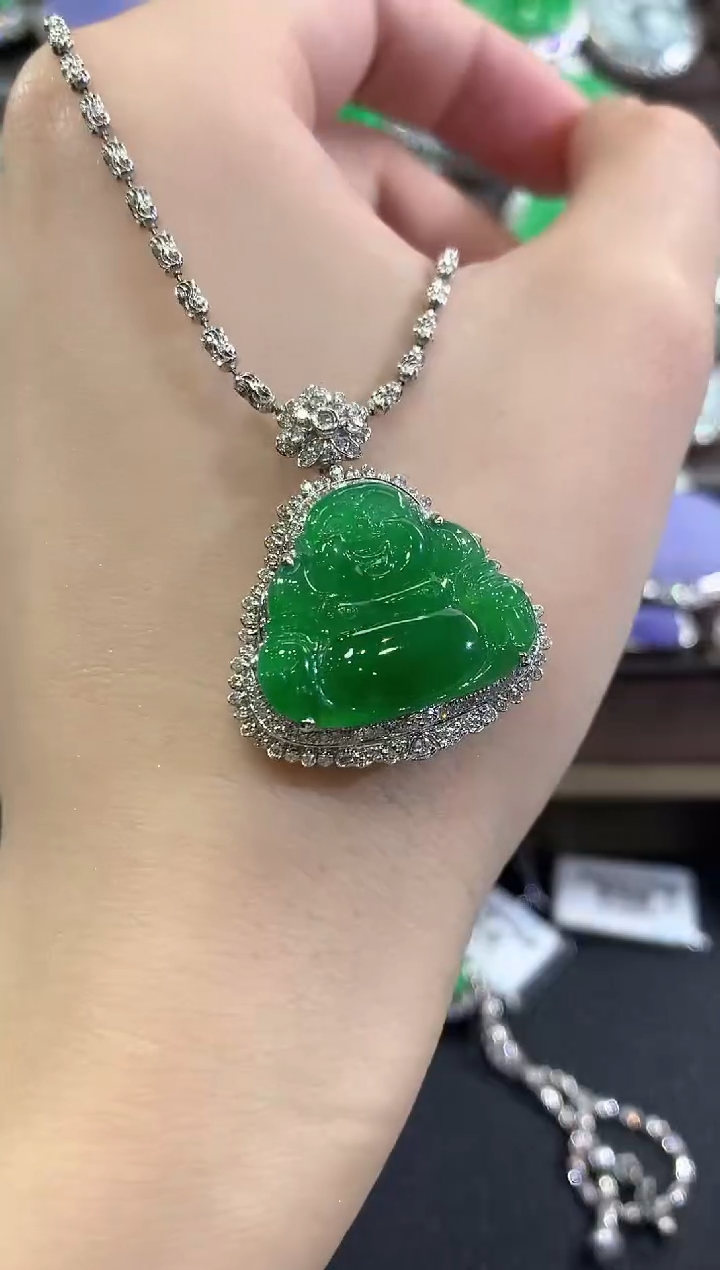 吊坠(不含链)18K金镶嵌翡翠冬日珠宝E18