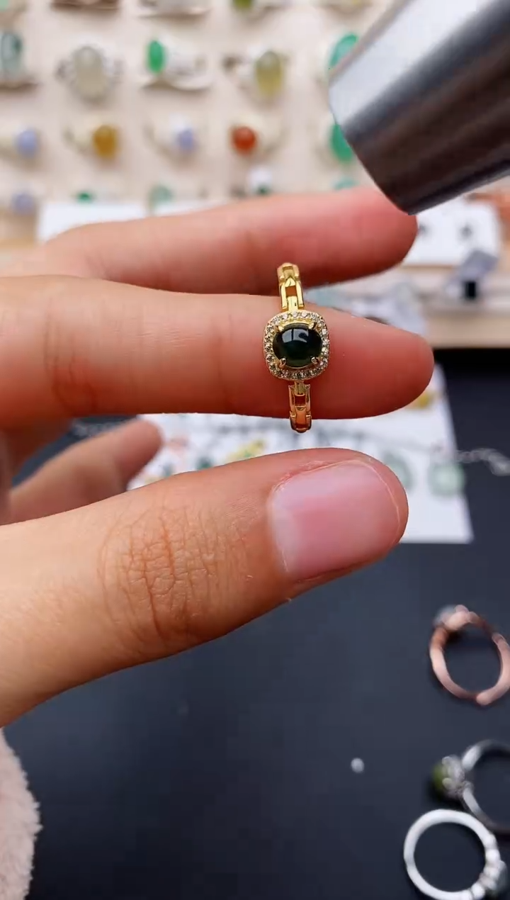 【闪购商品】翡翠戒指银S925镶嵌缅甸翡翠