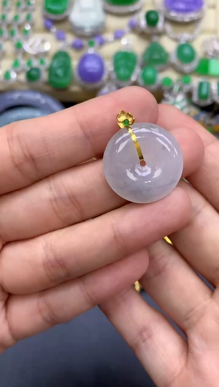 颈饰18K金镶嵌翡翠397-中国好珍宝