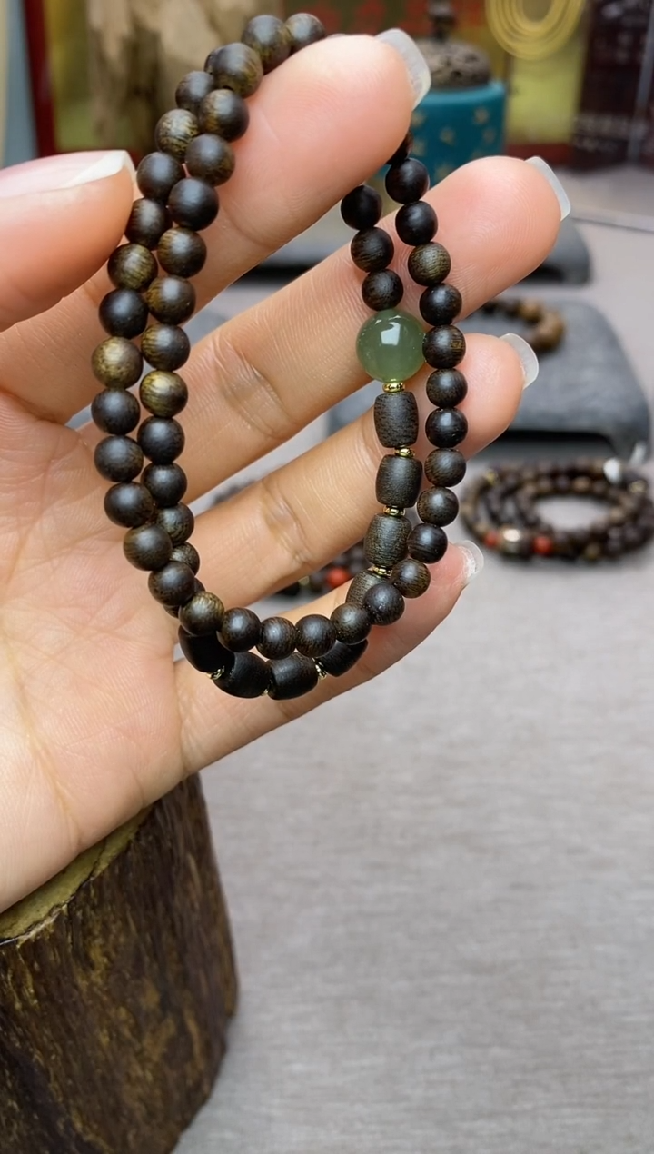 【闪购商品】沉香手串顺化紫棋05+白棋8颗 双圈沉水