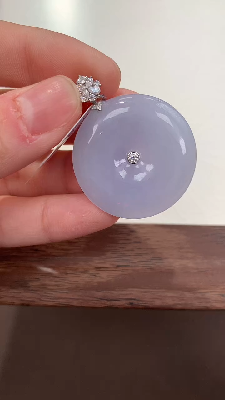 颈饰18K金镶嵌翡翠天然缅甸a货翡翠(多样性发其一