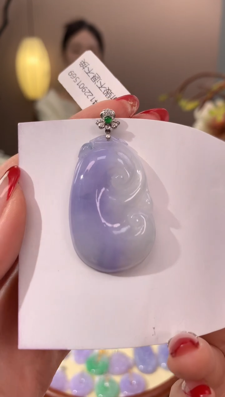 【闪购商品】翡翠颈饰18K金镶嵌天然缅甸a货翡翠