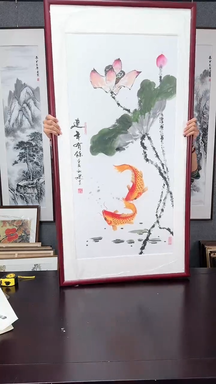 【闪购商品】国画荷花实木装裱