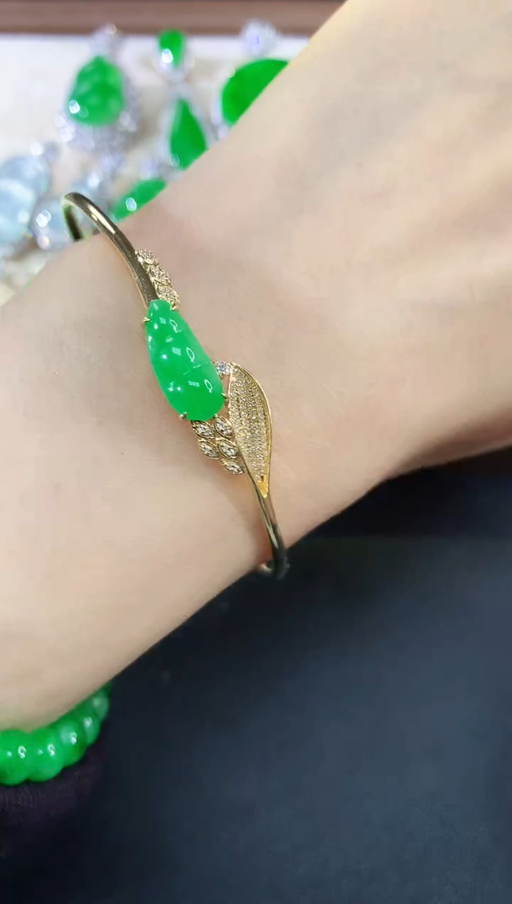 18K金镶嵌手镯翡翠113|12890