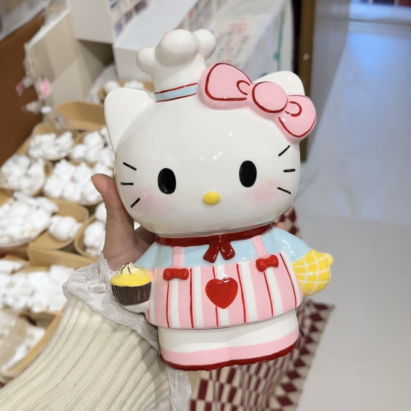 厨师Kitty大号石膏娃娃涂色摆件玩具涂鸦彩绘创意diy