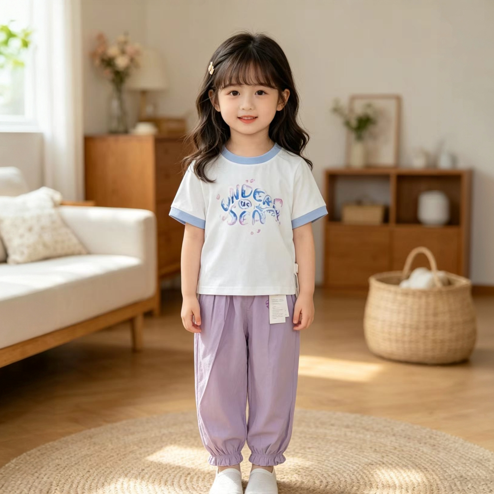 【小飞象】紫色石榴果实夏季女童休闲裤863444