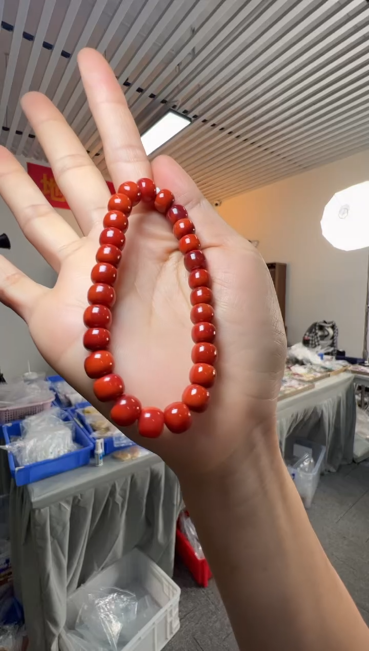 手串未镶嵌南红玛瑙约8mm瓦西料南红老型珠单圈手串