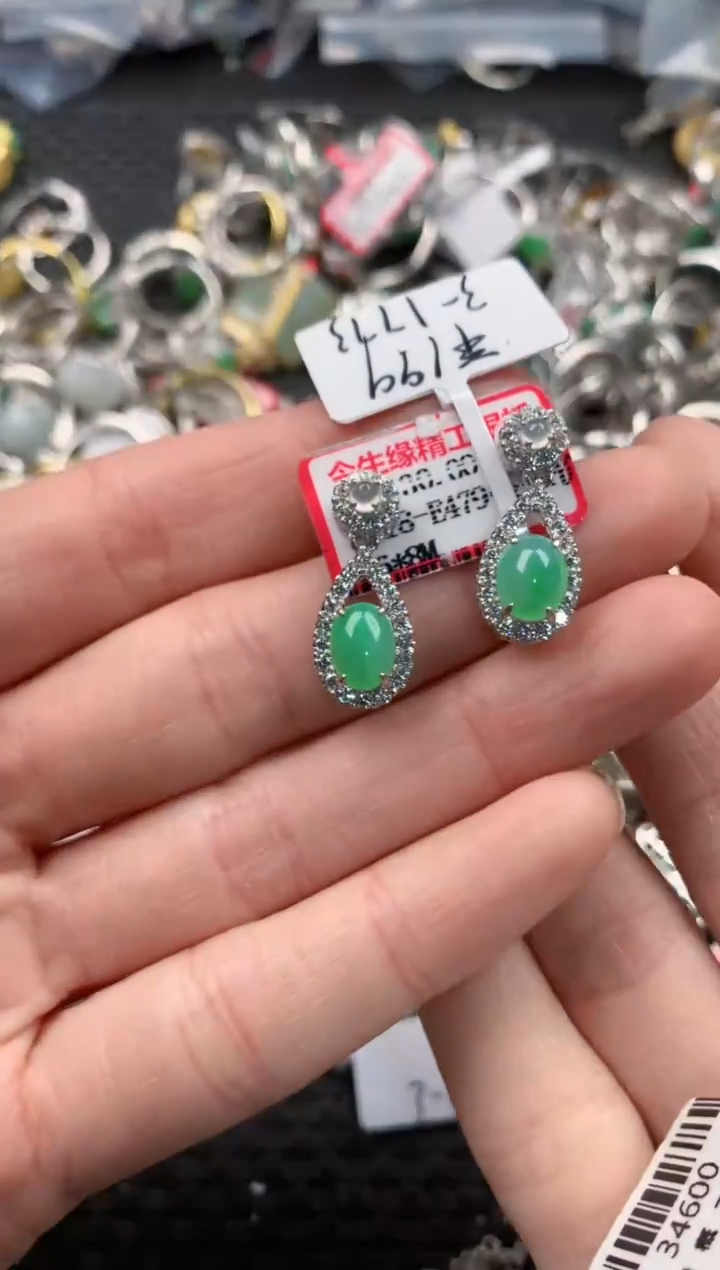 银S925镶嵌戒指翡翠333     10