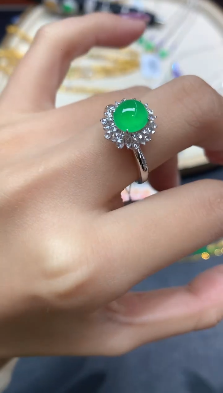 18K金镶嵌戒指翡翠戒指A5|15800