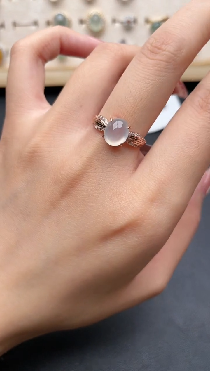 【闪购商品】翡翠戒指银S925镶嵌一物一证一礼盒