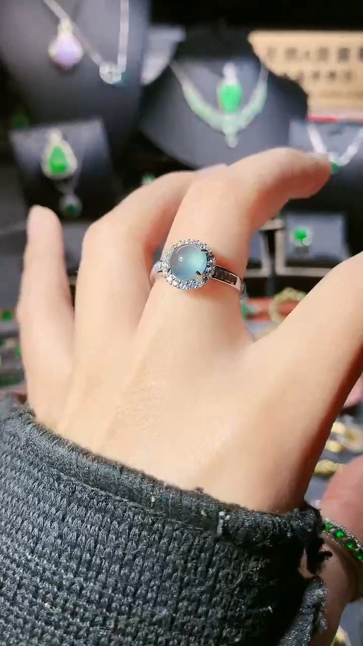 【闪购商品】翡翠戒指银S925镶嵌戒指