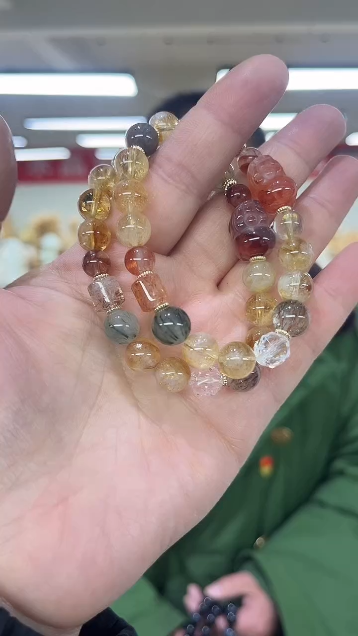 【闪购商品】黄晶手链未镶嵌天然DIY胶花手串多样性发一9mm