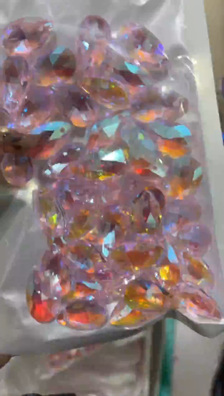 玻璃28120小网格50颗真粉色