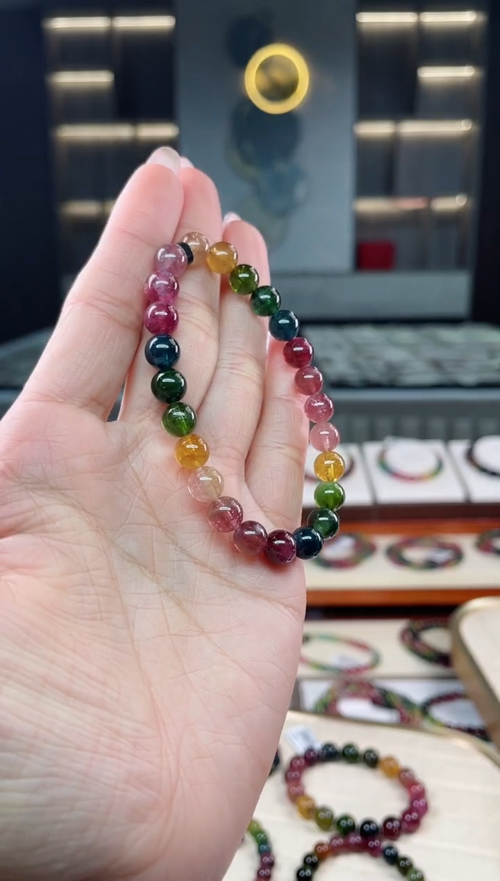 未镶嵌老矿碧玺双圈手串7mm+碧玺（多样性发一条）T