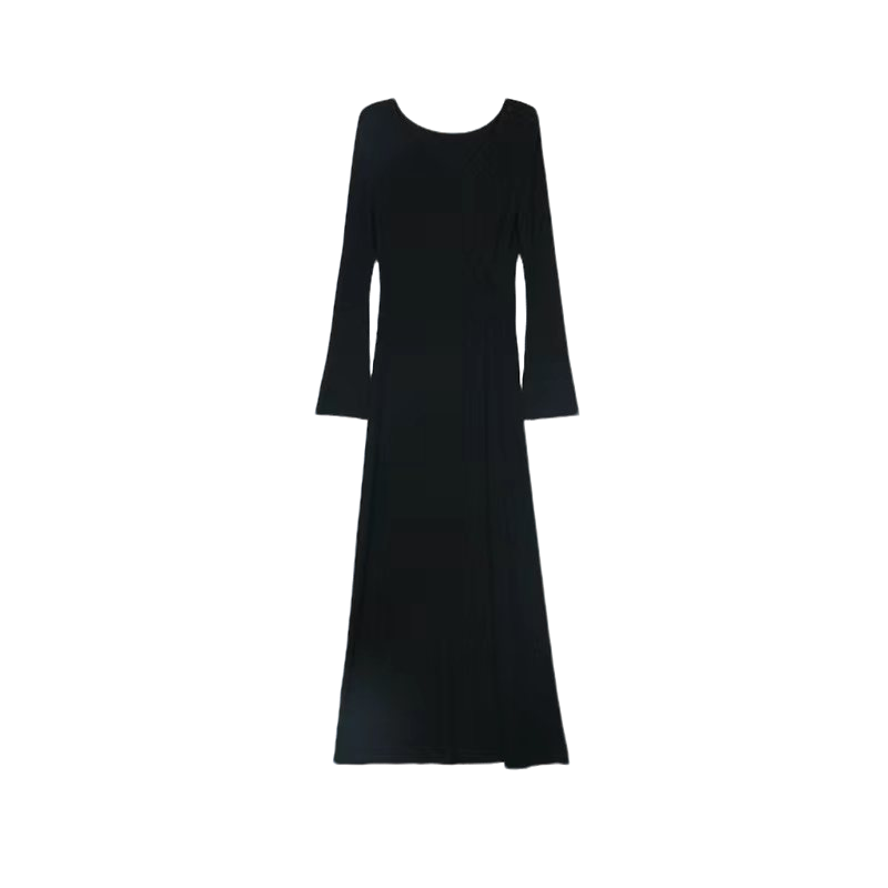 【熙木】黑色中长款连衣裙3QLJJ2062