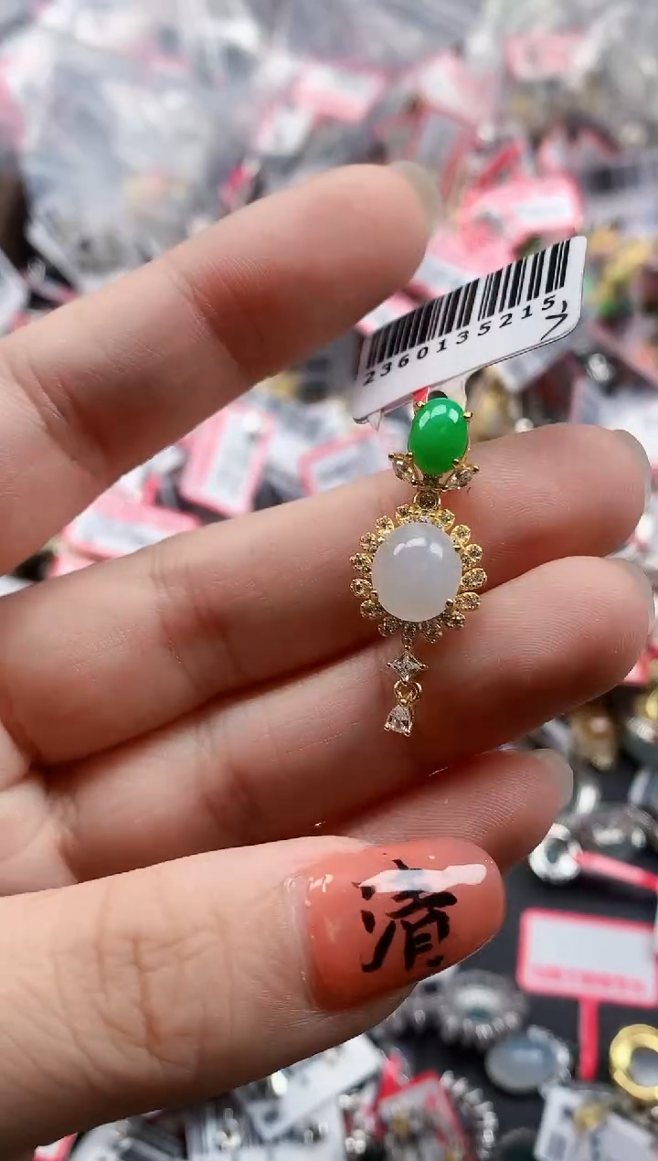 银S925镶嵌戒指翡翠天然A货缅甸翡翠