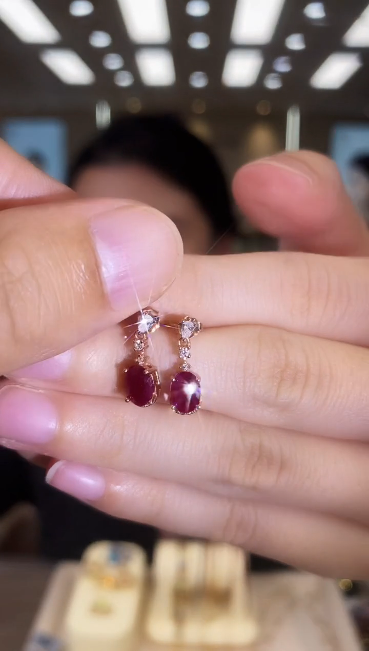 银S925镶嵌耳饰红宝石09