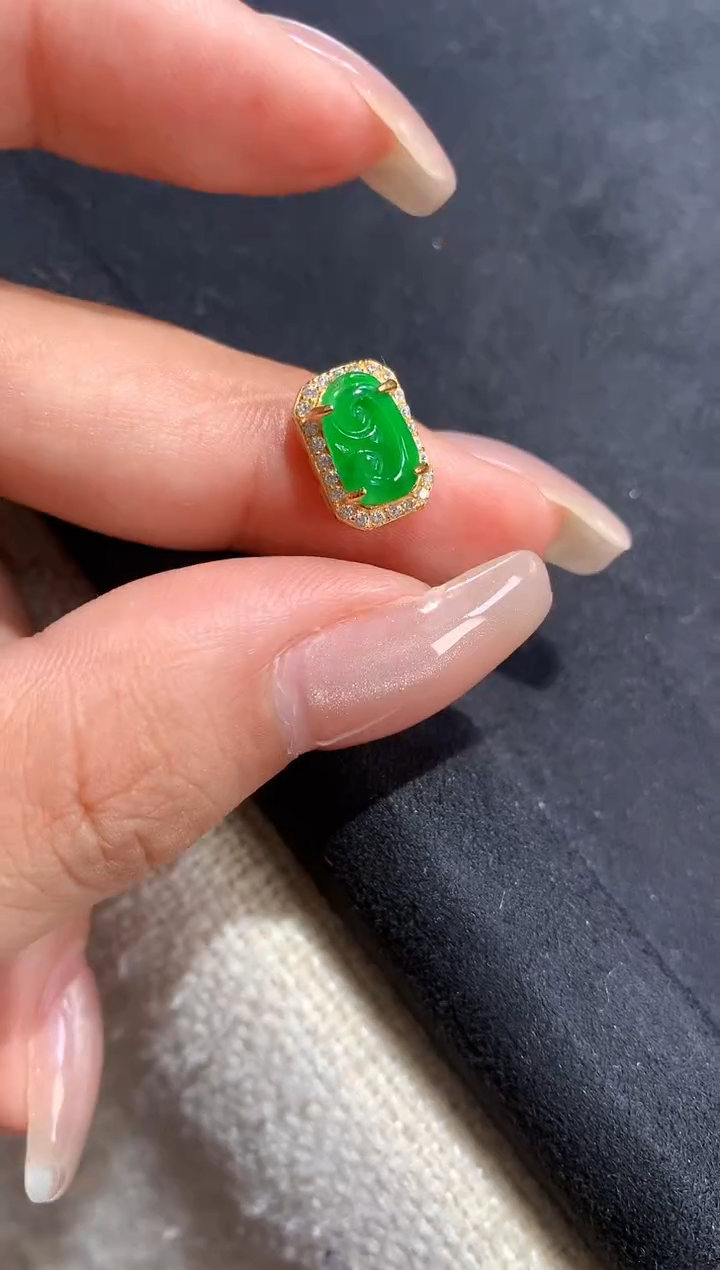 翡翠银S925镶嵌吊坠(不含链)【挽石珠宝】如意