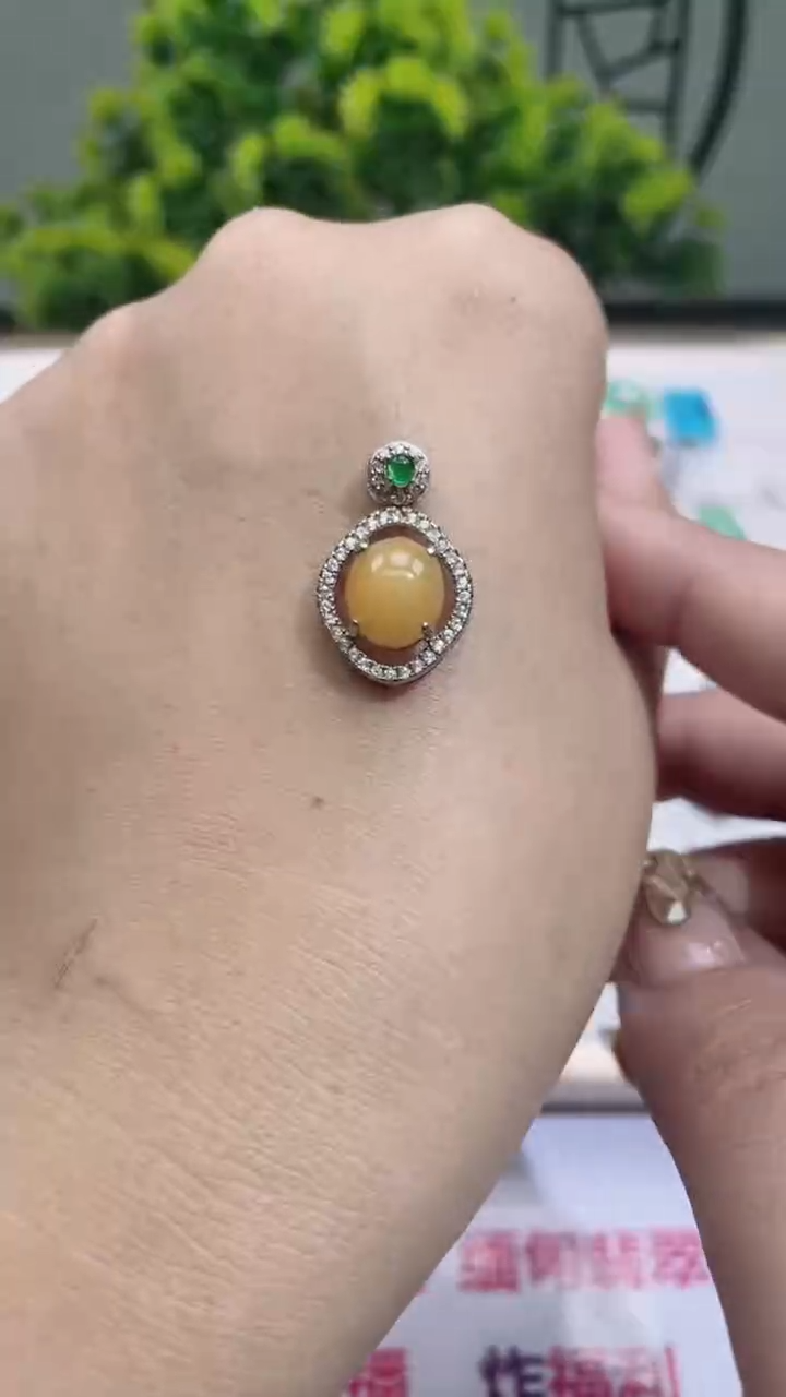 翡翠银S925镶嵌颈饰天然缅甸A货翡翠