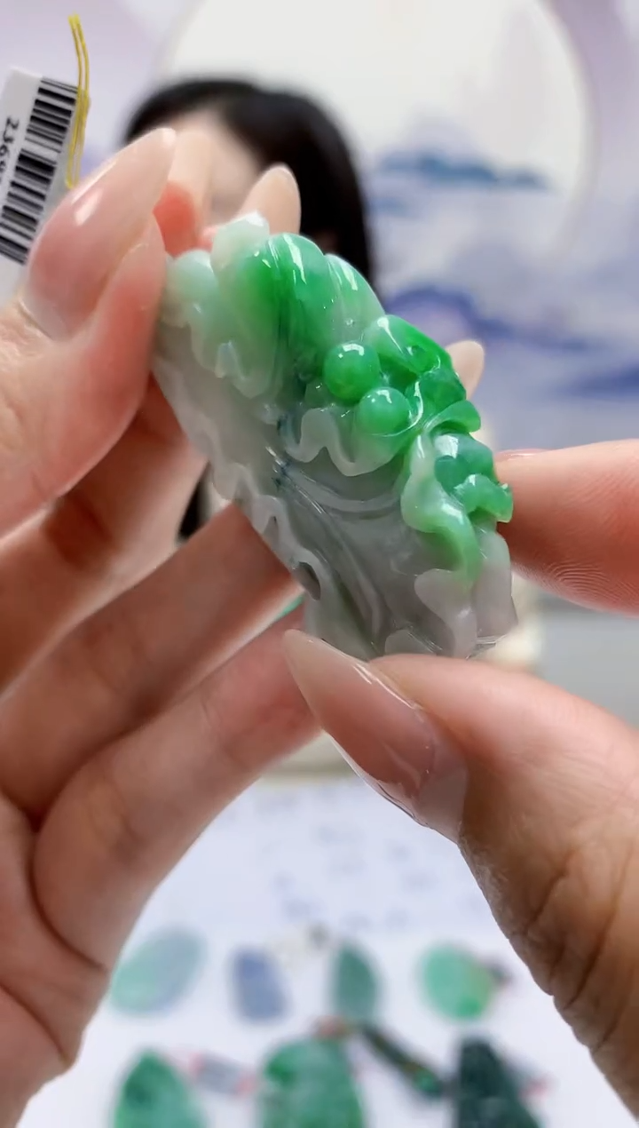 定制翡翠未镶嵌4852MM-毛货挂件46