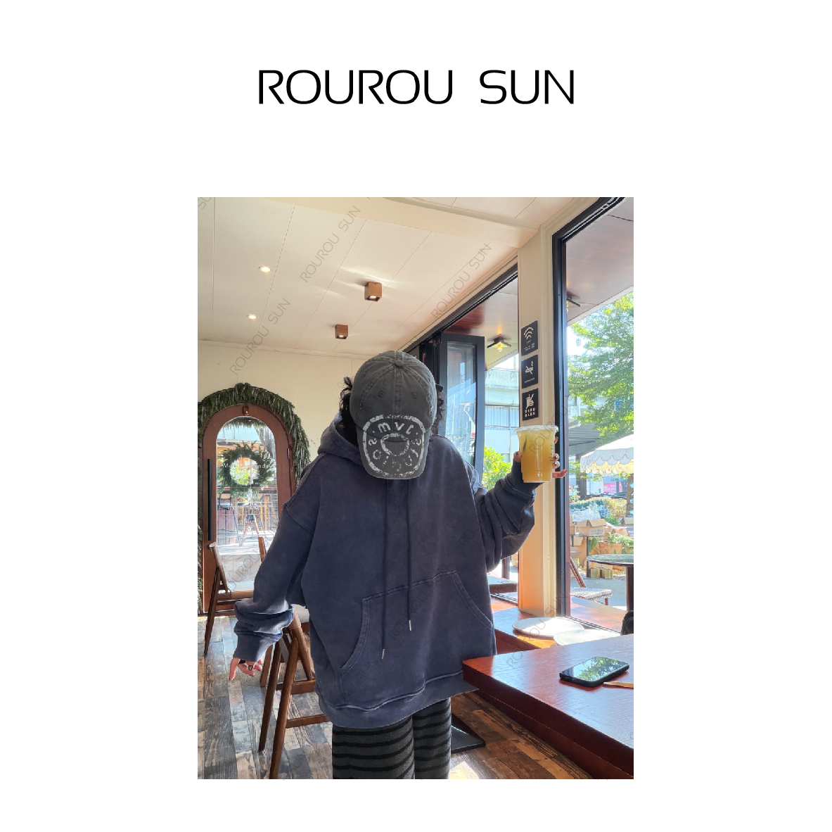 29280冬款女装水洗做旧连帽套头卫衣外套女宽松运动休闲上衣潮