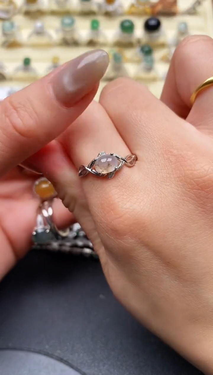 【闪购商品】翡翠戒指银S925镶嵌缅甸翡翠1  1+4