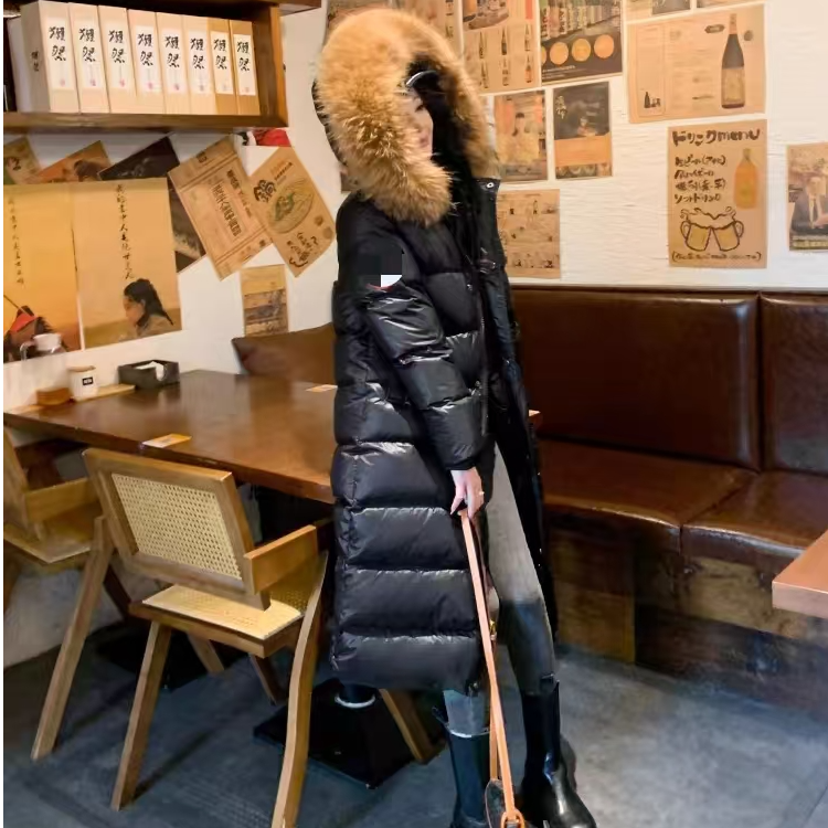 鹅绒服长袖加厚长款连帽拉链保暖秋冬装