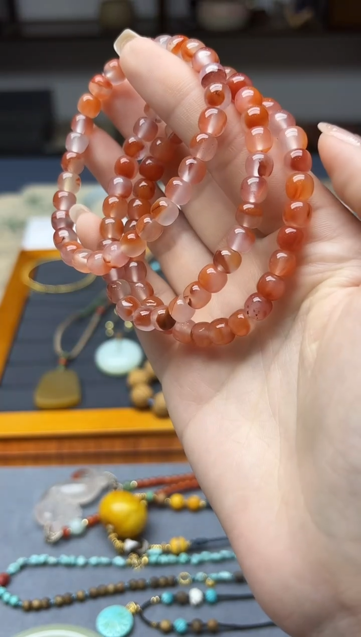 未镶嵌南红玛瑙挂件南红老型手串7mm+JYD多样性发其一