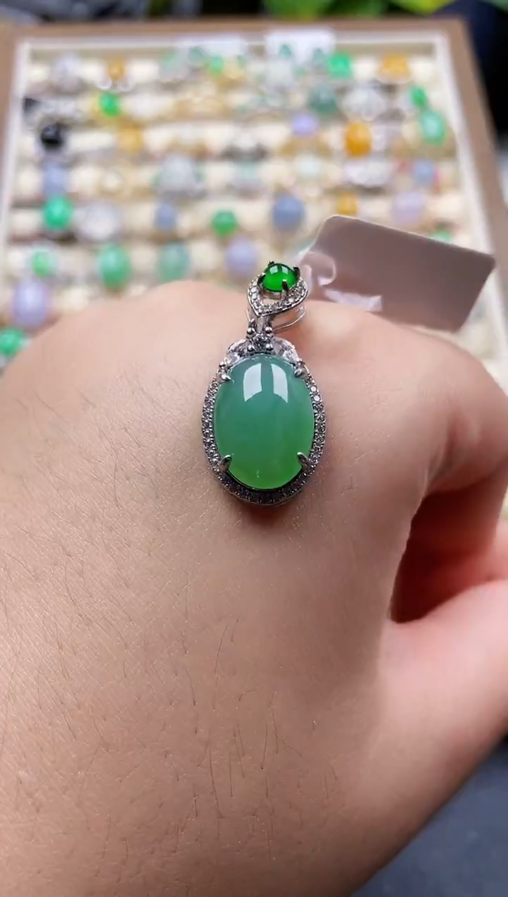 颈饰银S925镶嵌翡翠160