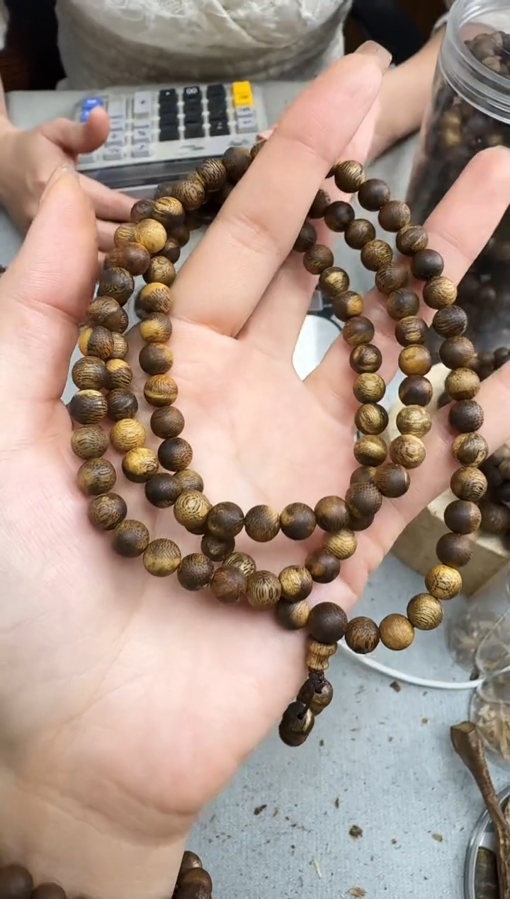 沉香手串0717白棋圆珠多圈多样性发一