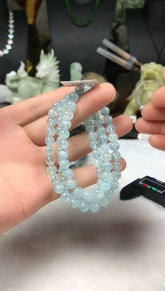 海蓝宝石手链未镶嵌手串7+