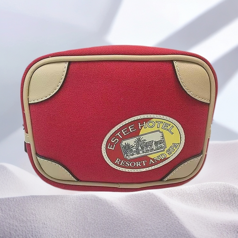 雅诗兰黛【K388】四方红色化妆包女便携高级感帆布手拿包