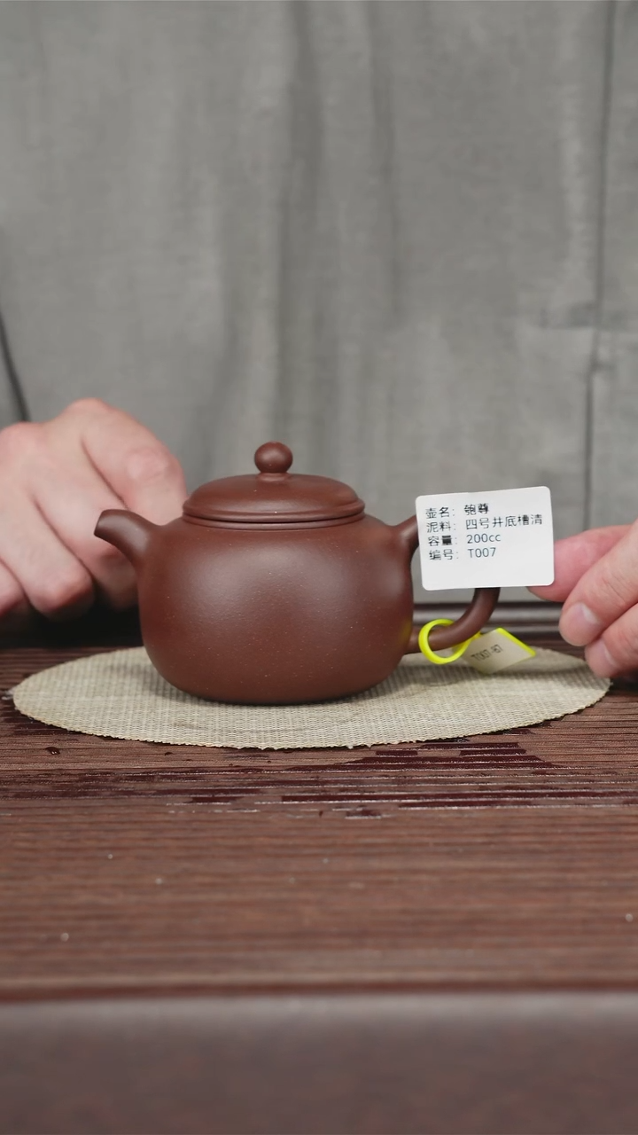 茶壶紫砂T007  四号井底槽清200cc 匏尊