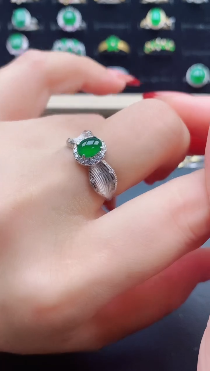 【闪购商品】翡翠戒指银S925镶嵌21321