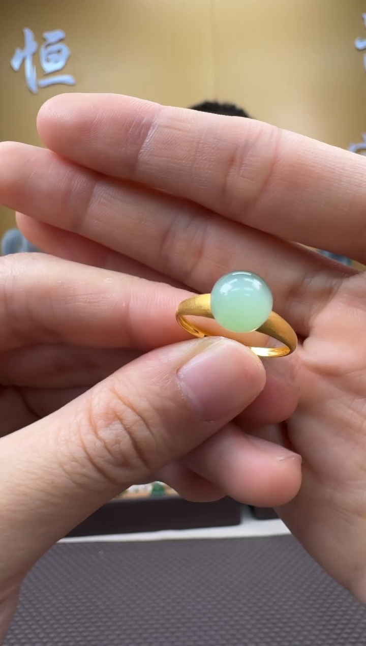 和田玉18K金镶嵌颈饰戒指11-19备注圈口发货