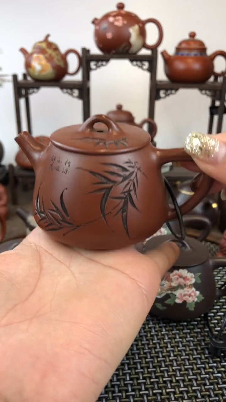 茶壶紫砂紫泥竹刻高石瓢