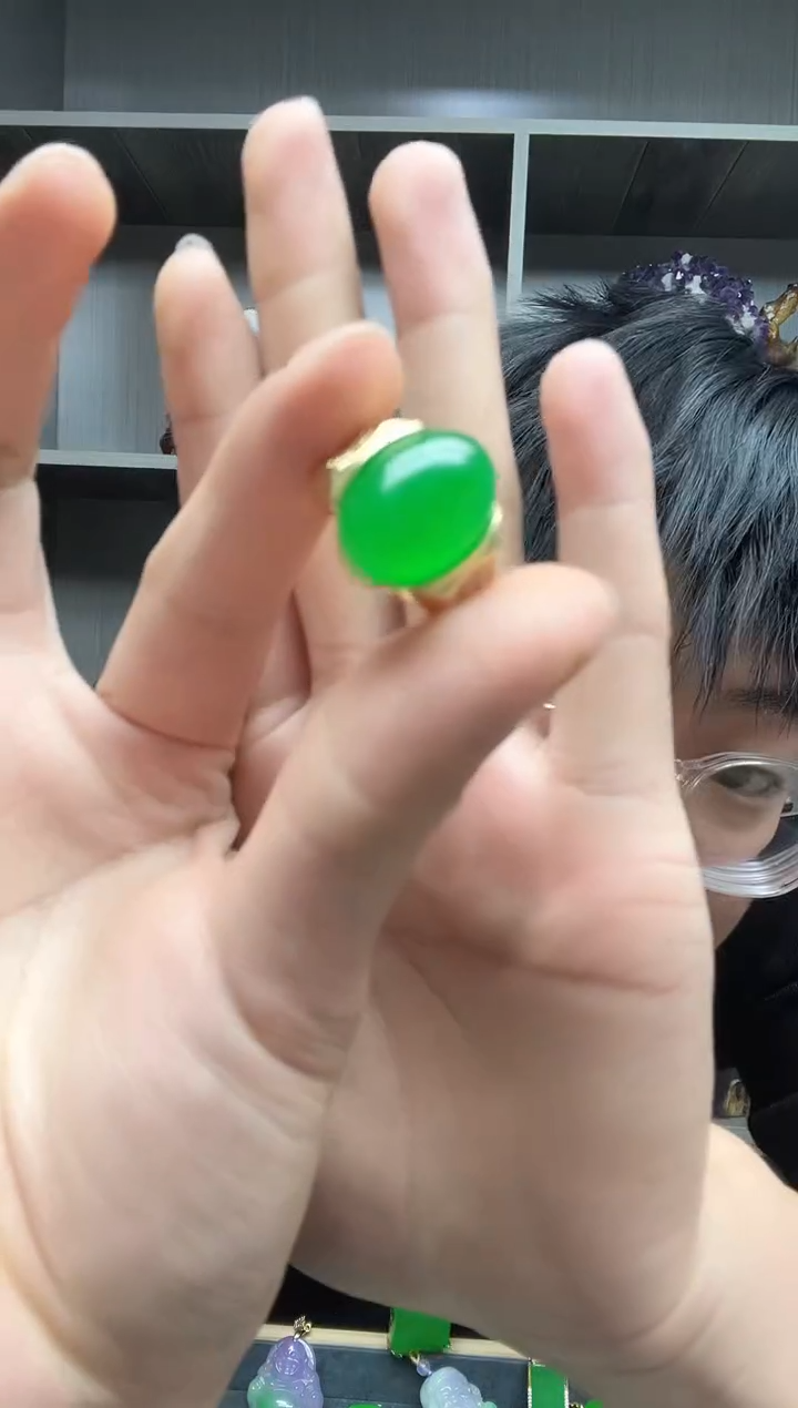 【闪购商品】翡翠戒指14K金镶嵌戒指