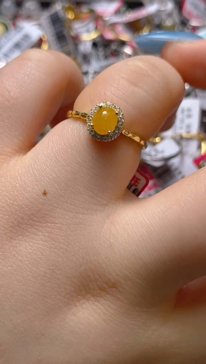 银S925镶嵌戒指翡翠百内无证书