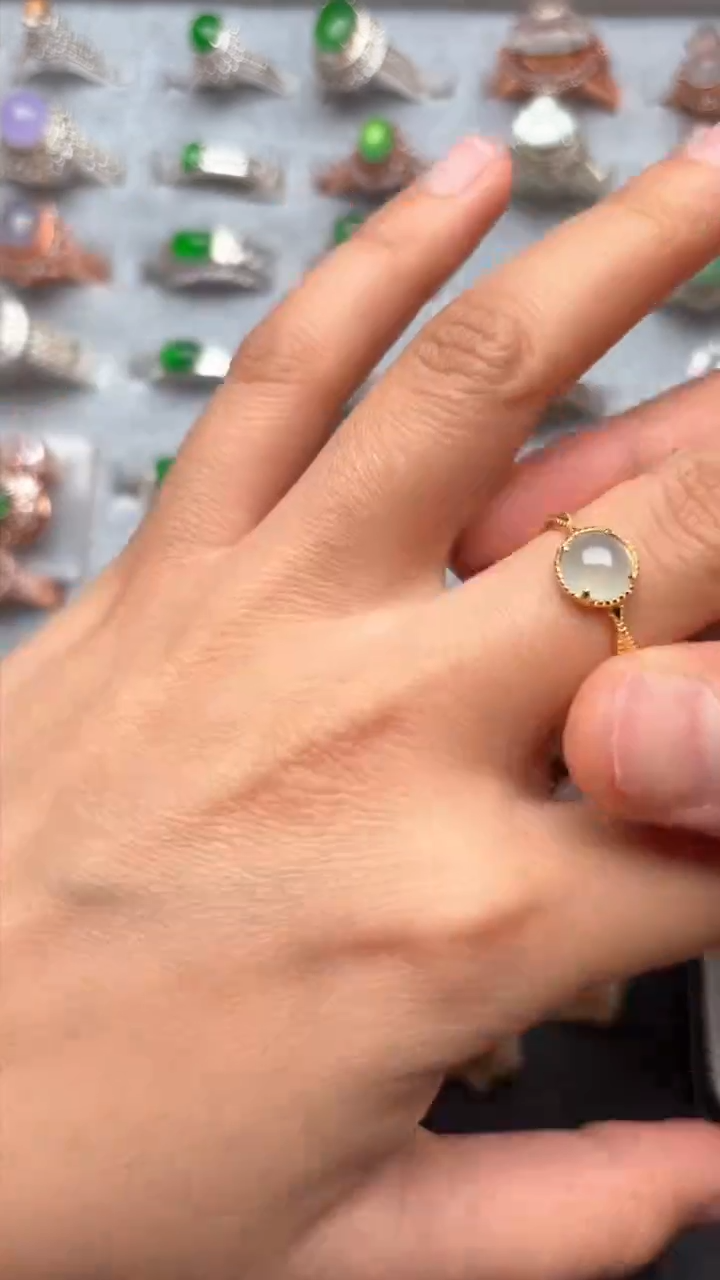 【闪购商品】翡翠戒指银S925镶嵌缅甸A货翡翠S925银镶嵌