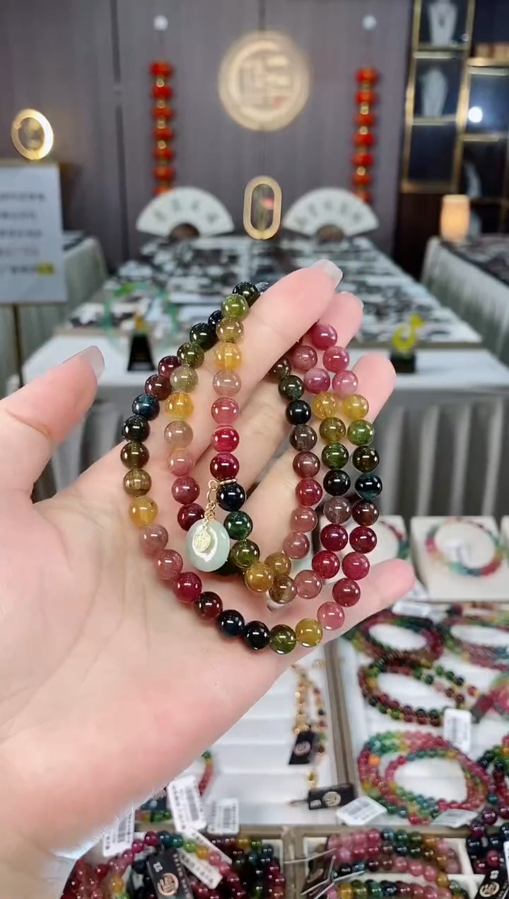 老矿碧玺三圈手串7mm+未镶嵌碧玺hon多样性发货一条