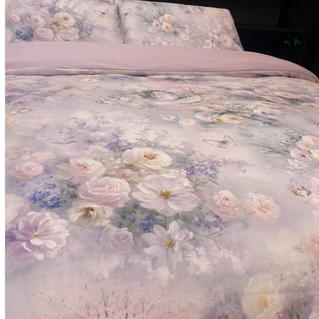 【南纺】高端精品数码印花磨毛棉--四件套--西西-紫