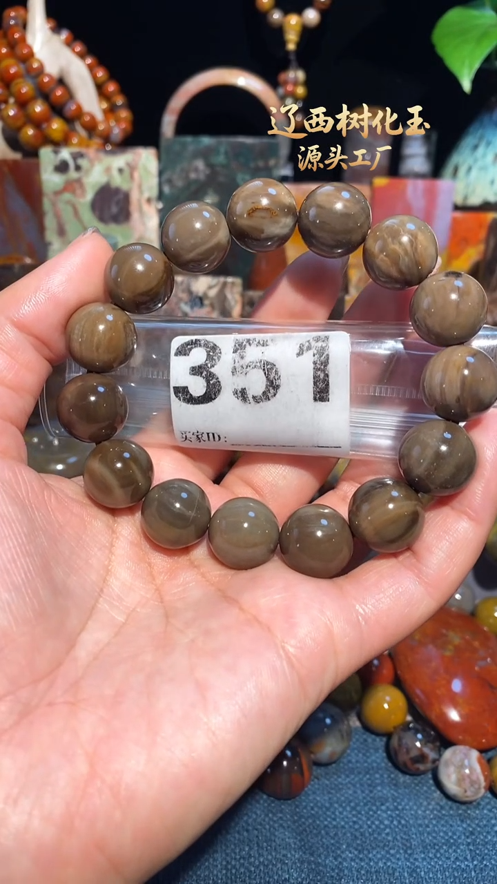 未镶嵌-硅化玉天然北票硅化玉手串15.1