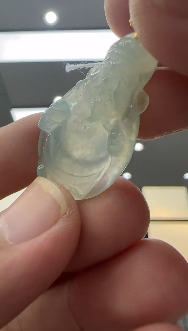 颈饰18K金镶嵌翡翠天然翡翠A货孤品一件