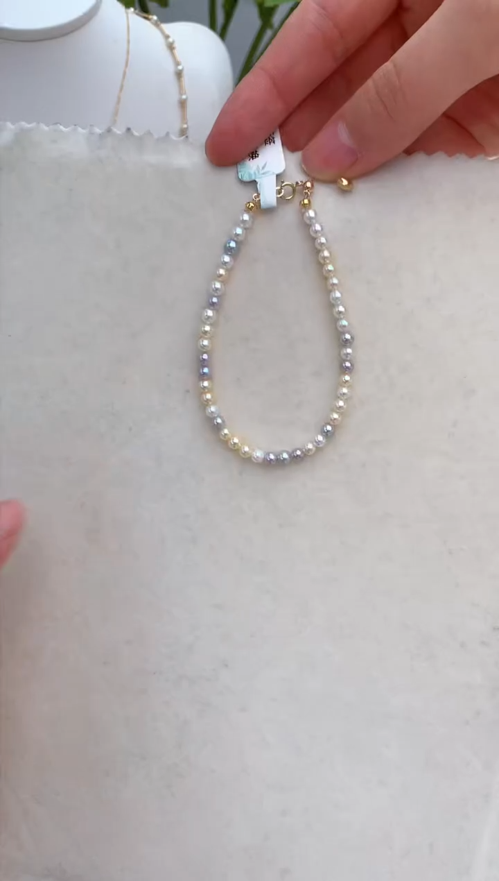 【闪购商品】海水珍珠手链18K金镶嵌3.5-4极光糖果手链（多样性发一）