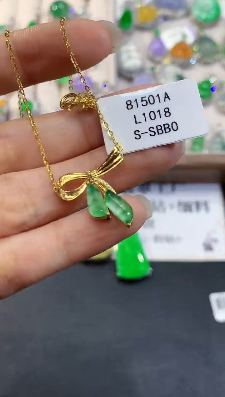 【闪购商品】翡翠18K金镶嵌项链L1018