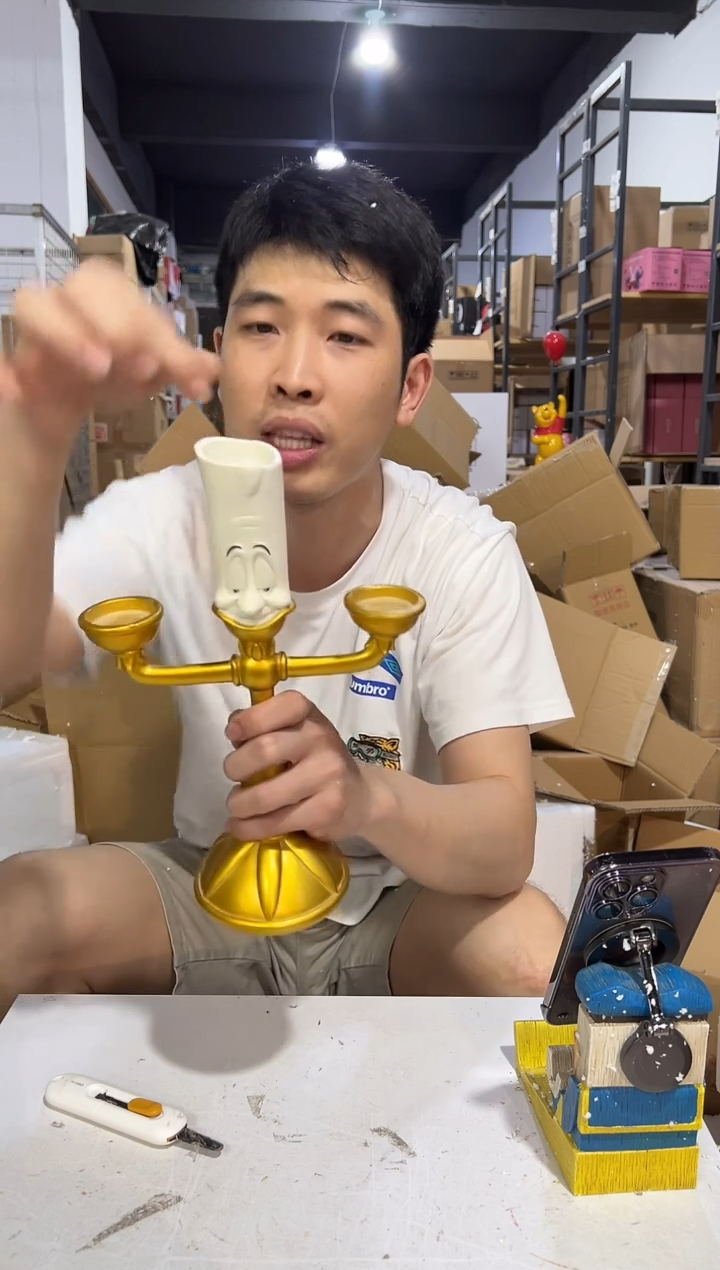 瓷片树脂摆件大号烛台