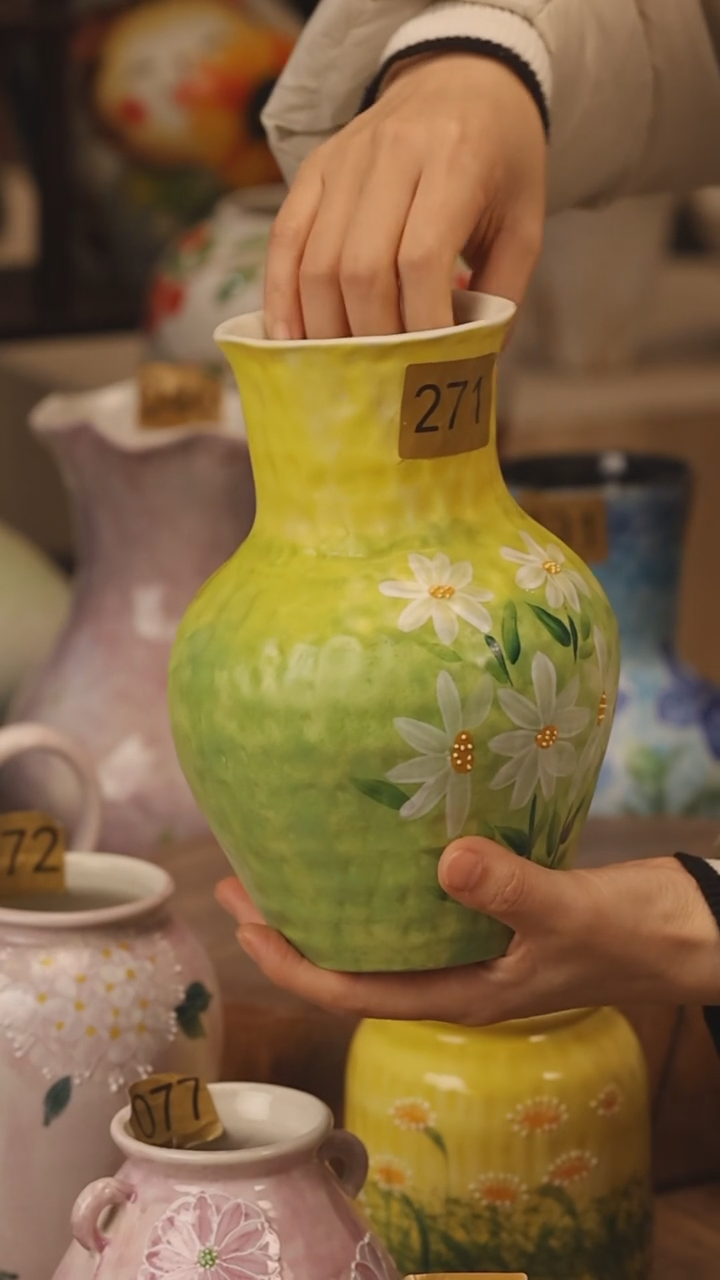 陶瓷景德镇设计师手作花器摆件侘寂风@M271@