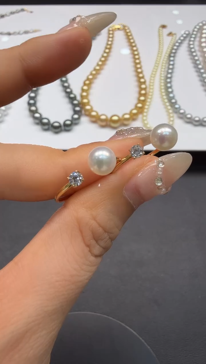 18K金镶嵌戒指海水珍珠 H1223-1277-212多样性一件