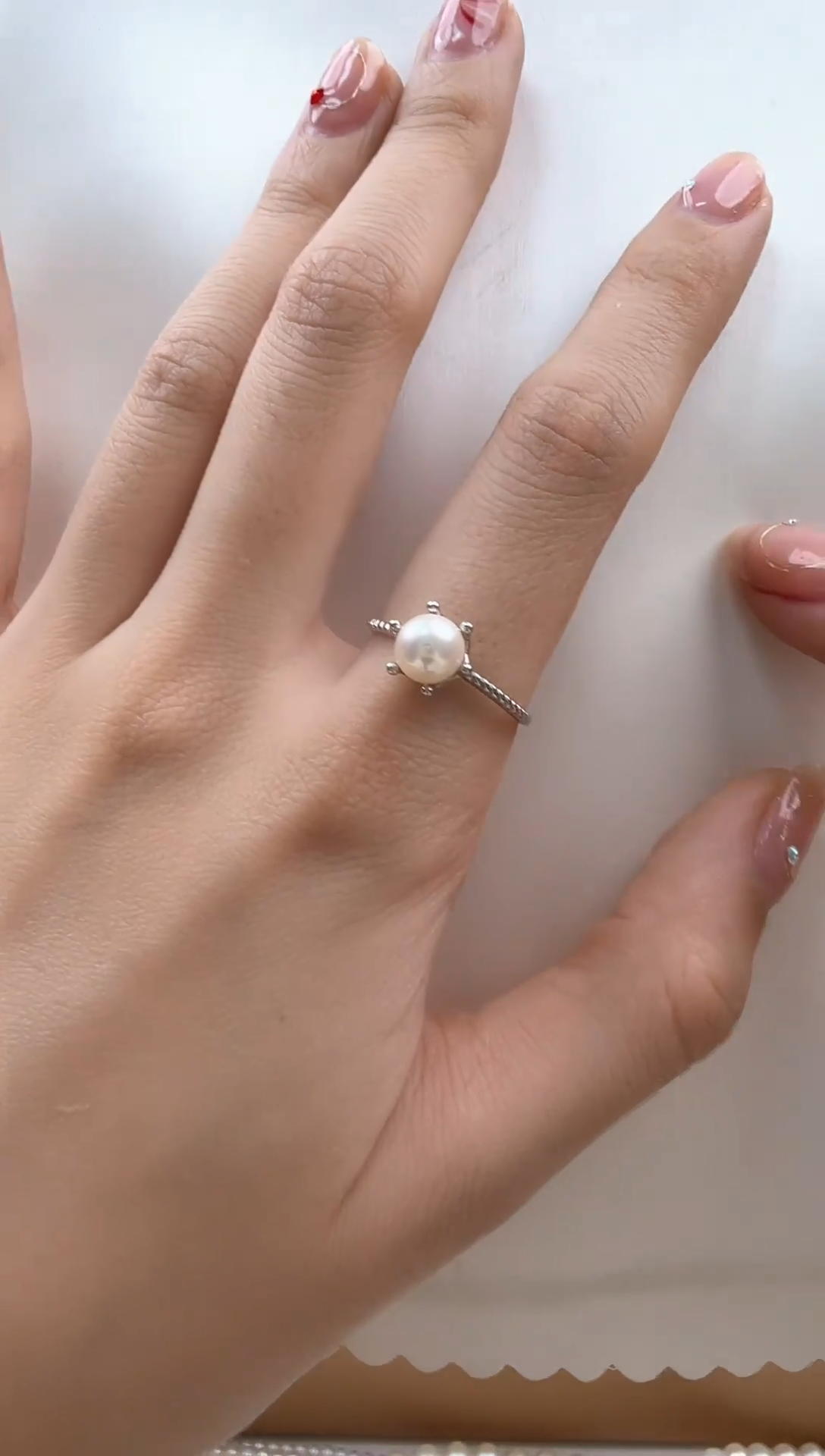 【闪购商品】海水珍珠戒指银S925镶嵌6-7mm海水皇冠戒指