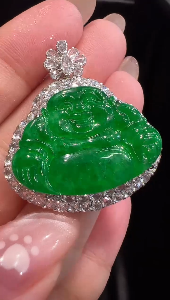 翡翠18K金镶嵌吊坠(不含链)吊坠